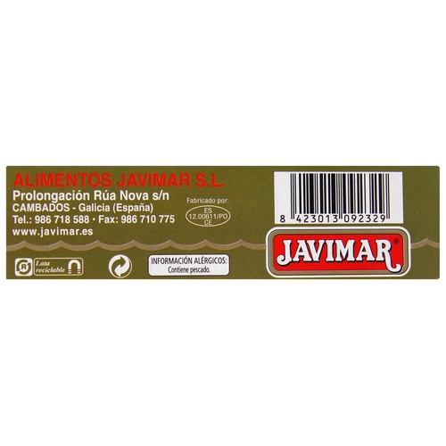 JAVIMAR Sardinillas en aceite de oliva virgen extra lata de 120 g.
