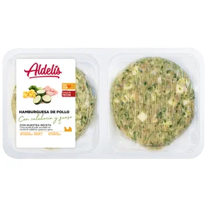 ALDELÍS Hamburguesas de pollo con calabacín, espinacas y queso 4 x 80 g.