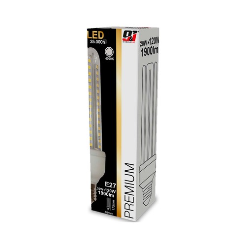 Bombilla Led E27, 20W=120W, luz neutra 4000K, NINE&ONE Premium.