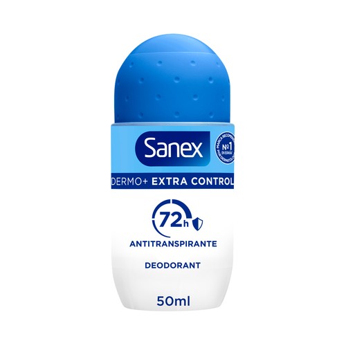 SANEX Dermo+ extra control Desodorante roll on para mujer antitranspirante hasta 72 horas 50 ml.