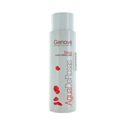 Loción tónica con pétalos de rosas hidratante y calmante, GENOVÉ 500 ml.