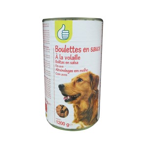 PRODUCTO ECONÓMICO ALCAMPO Albondigas en salsa de ave para perros 1200 g.