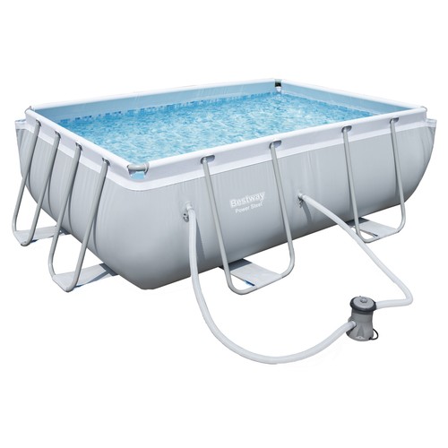 Piscina rectangular estructura metálica Steel Pro Frame Pools BESTWAY diámetro 2,82x1,96X0,84 mts. con depuradora 1.249 l/h.