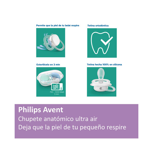 Chupete 0 - 6 meses Philips Avent Anatómico Ultra Air silicona - 2 unidades.