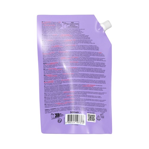 ELVIVE Hydra hyaluronic Recarga Champú hidratante hasta 72 horas con ácido Hialurónico, para cabello deshidratado 500 ml.