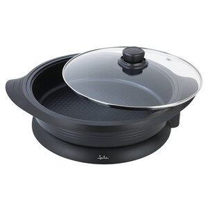 Paellera eléctrica JATA PE640, 1600W, diámetro 34cm, termostato regulable, tapa de cristal.