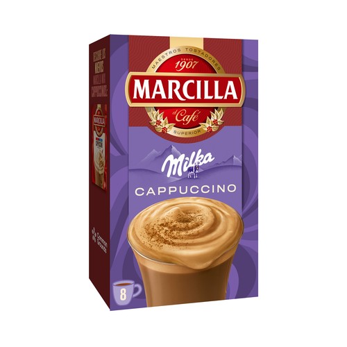 MARCILLA Café soluble mix cappuccino Milka 8 x 20 g.