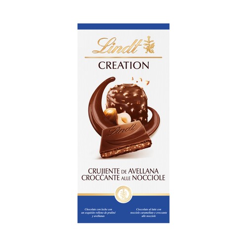 LINDT Creation Chocolate con leche crujiente de avellana 150 g.