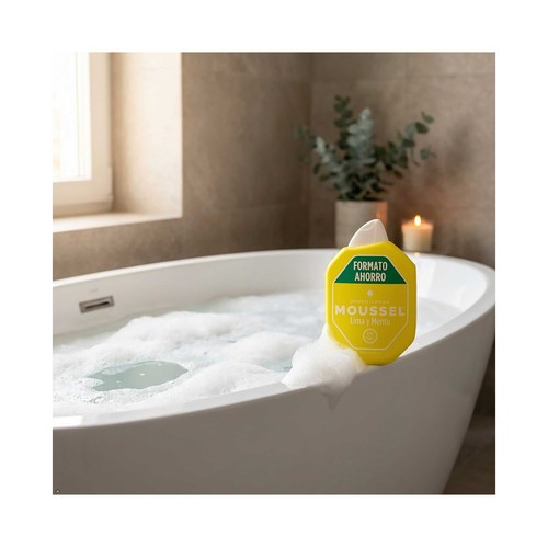 MOUSSEL Gel revitalizante para baño o ducha con aroma a lima y menta 900 ml.