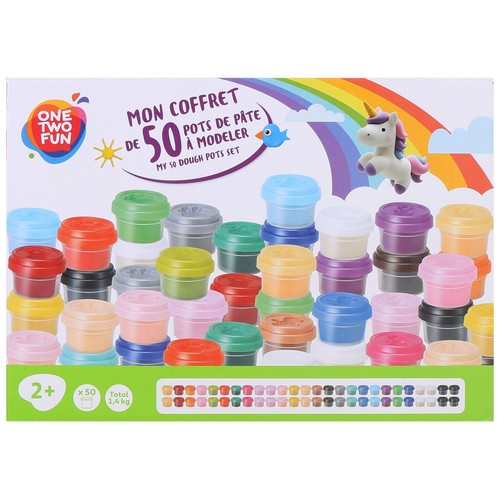 Set de 50 Botes de Colores de Pasta para modelar Doh +2 Años ONE, TWO FUN
