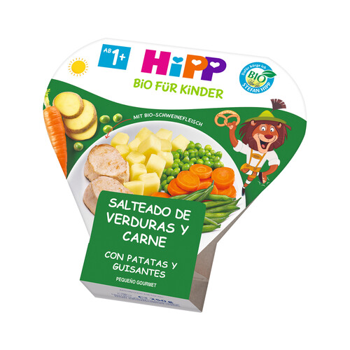 HIPP Bio Salteado de verduras y carne con patatas y guisantes, a partir de 1 año 250 g.