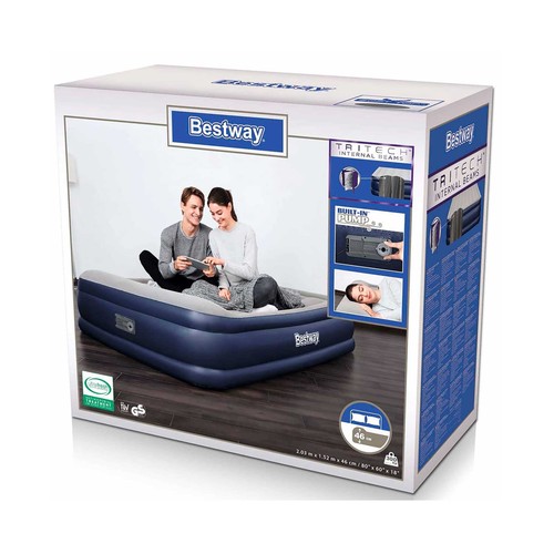 Colchón hinchable doble, con inflador eléctrico, 203x152x46 cm. BESTWAY.