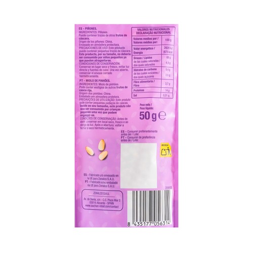 PRODUCTO ALCAMPO Piñones mondados 50 g.