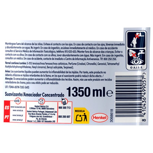 VERNEL Suavizante fresh control 75 dosis 1,35L
