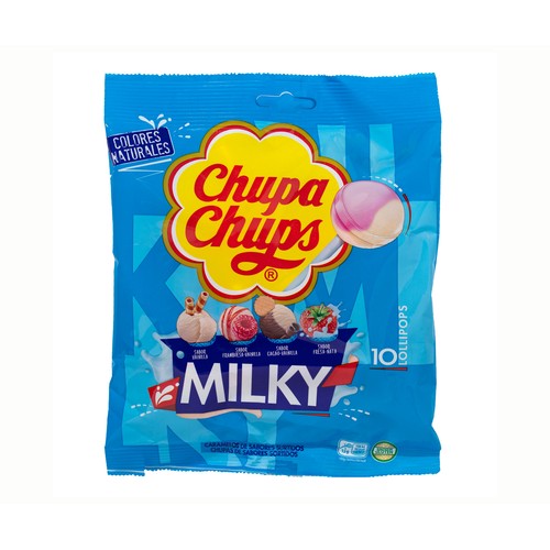 CHUPA CHUPS Caramelo con palo milky 10 uds 120 g.