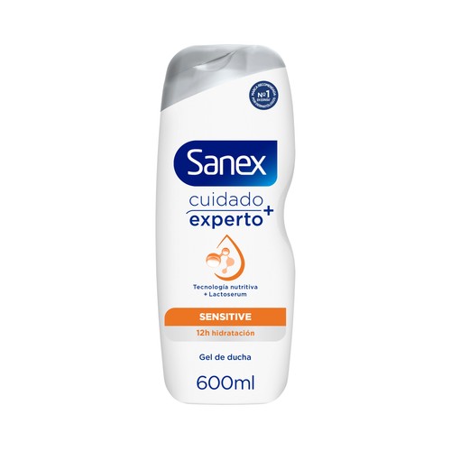 SANEX Cuidado experto+ Gel de ducha o baño, para piel sensible, que ayuda calmarla 600 ml.