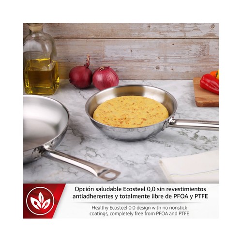Sartén Ecosteel de 20 cm, de acero inoxidable sin antiadherente, MAGEFESA