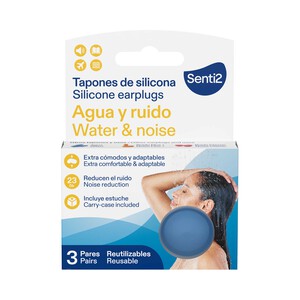 Imagen de SENTI2 Tapones reutilizables de silicona, para protección frente al agua y al ruido 6 uds.