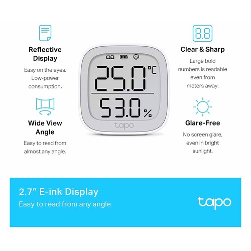Sensor Inteligente de temperatura y humedad TP-LINK Tapo T315, pantalla 2,7, notificaciones.