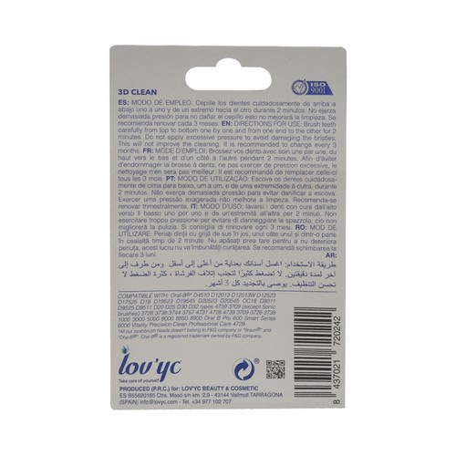 LOV´YC 3D clean Recambios medios para cepillo eléctrico 4 uds.