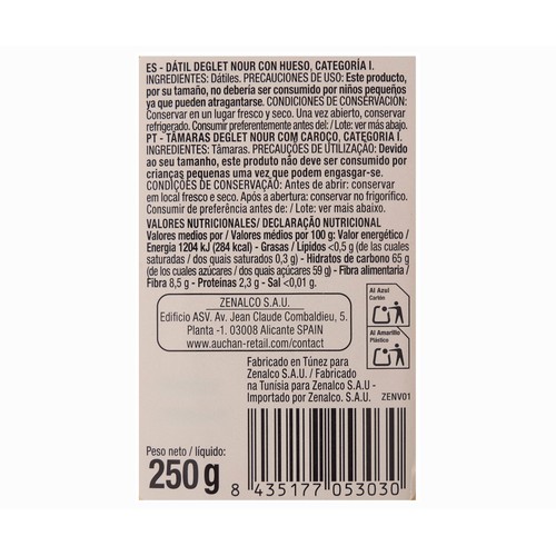 PRODUCTO ALCAMPO Dàtiles Tàmaras , Deglet Nour PRODUCTO ALCAMPO 250 g