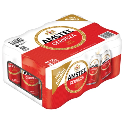 Cervezas AMSTEL 100 % MALTA pack 12 uds, de 33 cl.