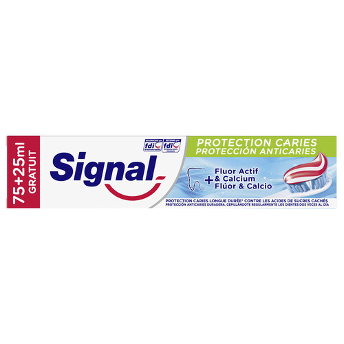 Pasta de dientes con flúor y calcio, para unos dientes sanos y fuertes SIGNAL 75 ml.