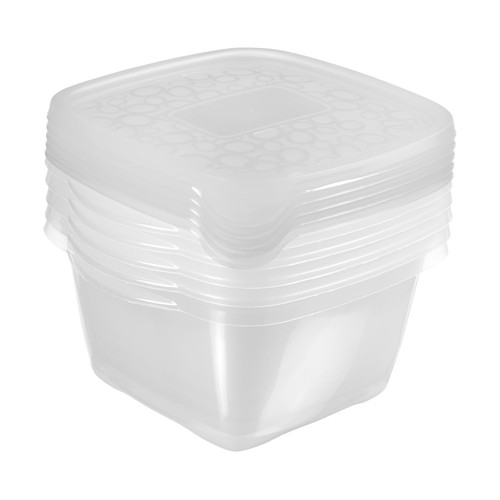 Set de 4 recipientes herméticos cuadrados de plástico, 1,1 litros, ESSENTIAL.