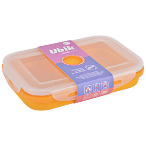 Imagen de Recipiente hermético de silicona color naranja con tapa de clip, 0,8 litros, Ubik IDEALCASA.