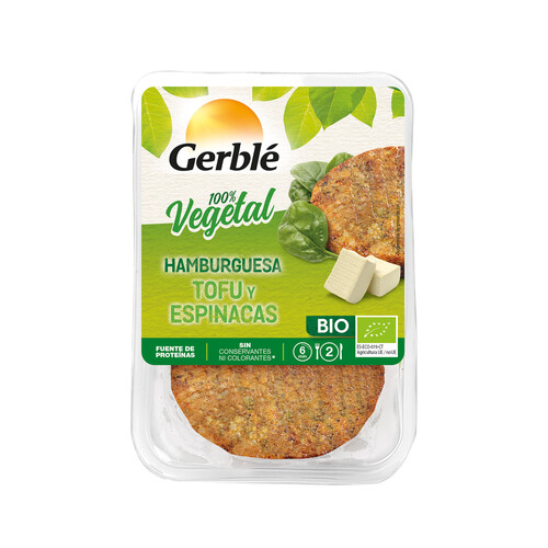 GERBLÉ Hamburguesas de tofú y espinacas ecológicas GERBLÈ 160 g.