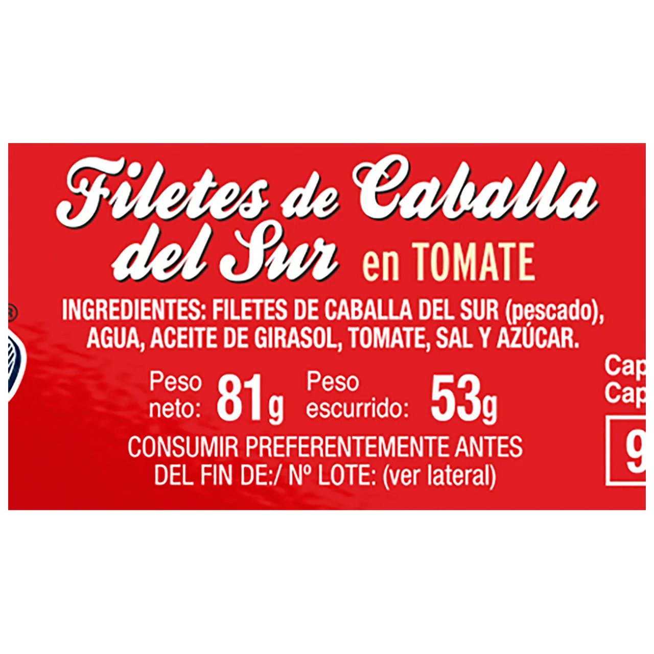 Filetes de caballa con tomate en conserva 53 g.