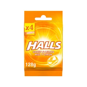 HALLS Caramelos con miel y limón, sin azúcares añadidos, 4 uds. x 128 g.