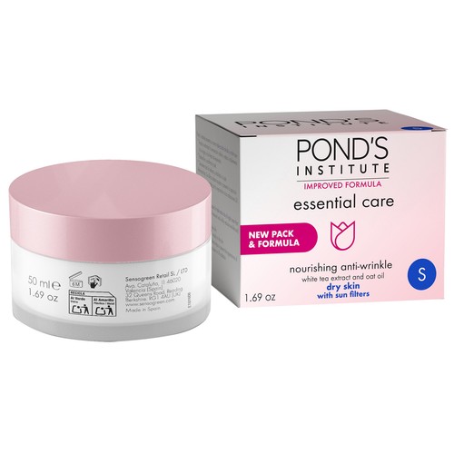 POND"S Cuidado esencial Crema de día con acción nutritiva y antiarrugas para pieles secas 50 ml.