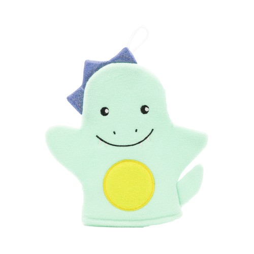 BECASAN NATURE Guante (manopla) de baño infantil con forma de dinosaurio.