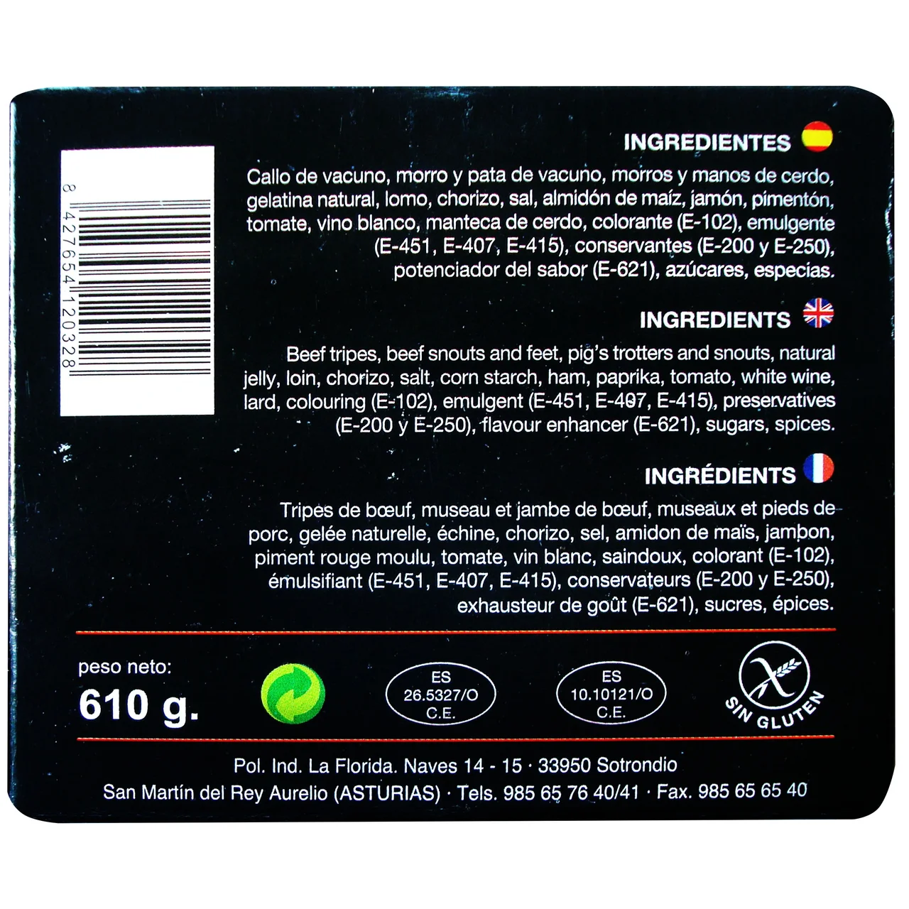 Callos artesanos 2 raciones 610 g.