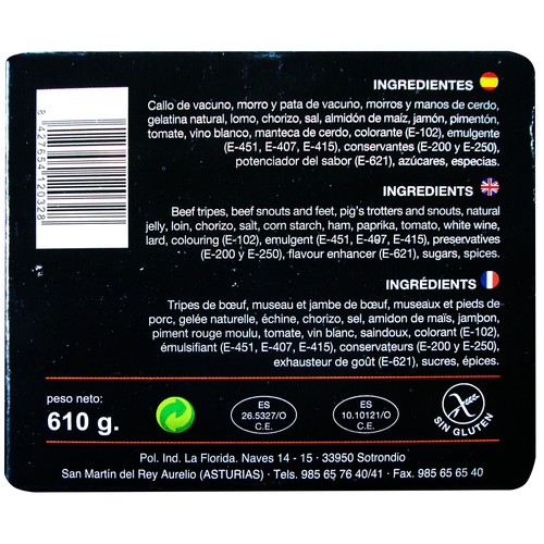 OVILLA Callos artesanos 2 raciones 610 g.