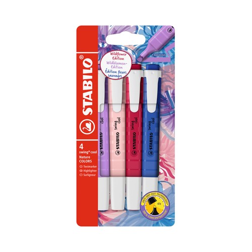 Set 4 subrayadores Stabilo Swing Cool Naturecolors. STABILO