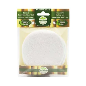 BECASAN NATURE Natural style Discos desmaquillantes reutilizables, elaborados con fibras de bambú  4 uds.