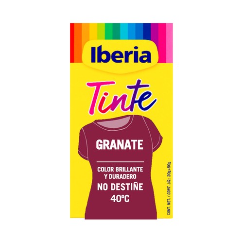 IBERIA Tinte para ropa de color granate (permite teñir a baja temperatura 40ª) IBERIA 1 ud.