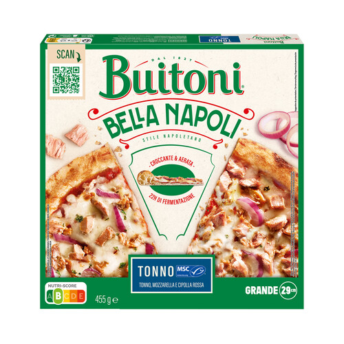 BUITONI Pizza congelada de atún, mozzarella y cebolla roja Bella Napoli 450 g.
