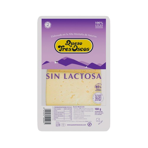TRES OSCOS Queso en lonchas sin lactosa 160 g.