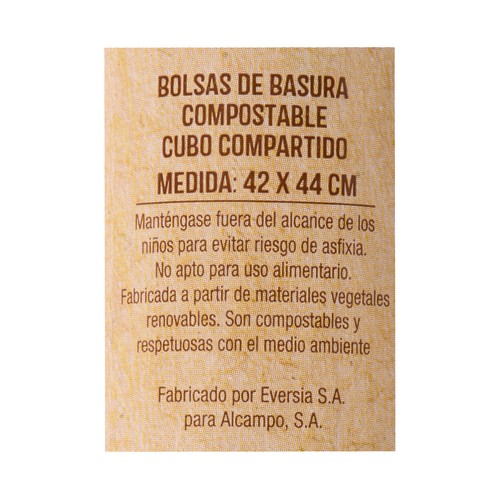 PRODUCTO ALCAMPO Bolsas biodegradables 10 litros, autocierre blancas 15 uds.