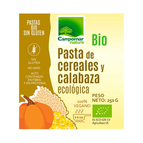 CAMPOMAR NATURE Bio Pasta de cereales y calabaza ecológica 250 g.