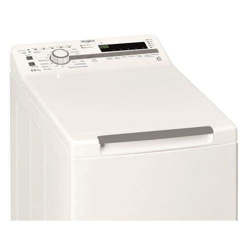 Lavadora de carga superior WHIRLPOOL TDLR 65230SS SP/N 6,5KG, clasificación energética: D, 1200RPM,H: 90cm, A: 40cm, F: 60cm.