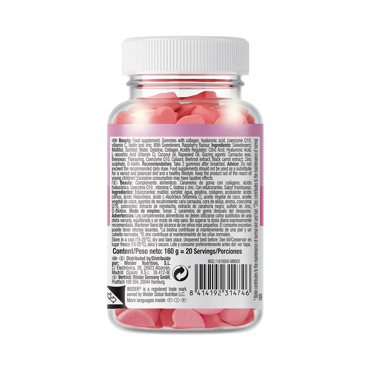 Complemento alimenticio, caramelos de goma 40 uds. 160 g.