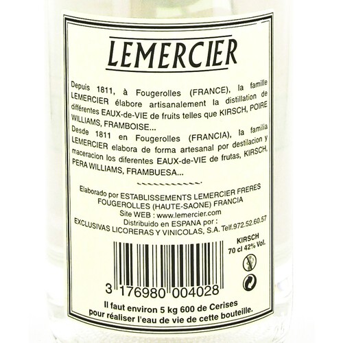 LERMERCIER Kirsh LEMERCIER botella de 70 cl.