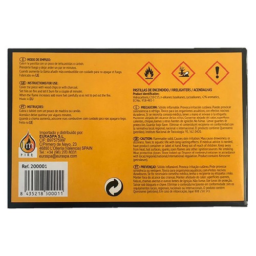 Pastillas de encendido 200gr para barbacoa o leña. 36 uds. EURASPA.