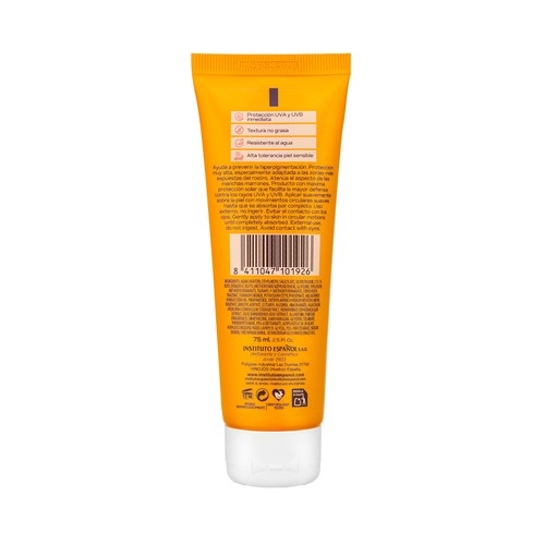 INSTITUTO ESPAÑOL Protector solar facial anti-manchas, con aloe vera y FPS 50+ (muy alto) 75 ml.