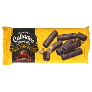 Imagen de POLEN Galletas de barquillo (cubanos) bañado en chocolate puro 115 g.