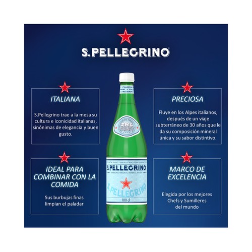 S. PELLEGRINO Agua mineral natural con gas botella 75 cl.